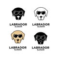 Set collection Labrador Retriever dog head face head line logo icon design