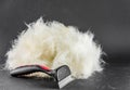 Labrador dog hair during molting and brush Royalty Free Stock Photo