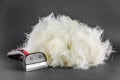 Labrador dog hair during molting and brush Royalty Free Stock Photo