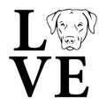 Labrador dog love on the white background. Isolated illustration