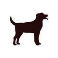 Labrador retriever black silhouette vector illustration, cute young friendly standing pet side view outline dog isolated Royalty Free Stock Photo