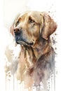 Labrador Retriever dog portrait. Digital watercolor painting.