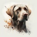 Labrador Retriever dog portrait. Digital watercolor painting.