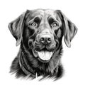 Labrador retriever Dog portrait illustration, detailed black and white art Royalty Free Stock Photo