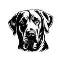 Labrador retriver portrat, illustration im black and white colors