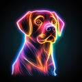 Labrador retriever. Neon outline icon with a light effect