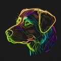 Labrador Retriever portrait in neon style. Vector illustration. Royalty Free Stock Photo