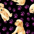 Labrador retriever puppy seamless pattern Royalty Free Stock Photo