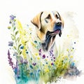 labrador retriever watercolor clipart on white background