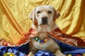 labrador with swashbuckler cape and gems Royalty Free Stock Photo