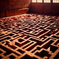 Labryinth maze structure, top down view Royalty Free Stock Photo