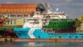 Labuan,Malaysia-Aug 27,2020:Offshore oil & gas support vessels under repair in Labuan Shipyard & Engineering at Labuan,Malaysia. I