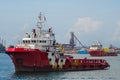 Labuan,Malaysia-Feb 11,2020:View of offshore vessels in Labuan,Malaysia.Its specially designed ships for transporting goods & pers Royalty Free Stock Photo