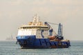 Labuan,Malaysia-Feb 11,2020:View of offshore vessels in Labuan,Malaysia.Its specially designed ships for transporting goods & pers Royalty Free Stock Photo