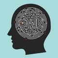 Labyrinth Brain; Inside Mind Vector Background
