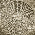 Labyrinth carved on stone - concept image Royalty Free Stock Photo