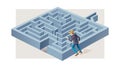 Labyrinth Challenge: Person Navigating Complex Maze, vector design Generative AI Royalty Free Stock Photo