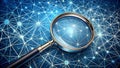 The Labyrinth of Clues: A Magnifying Glass Navigating a Complex Web AI Generated