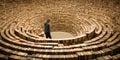 Labyrinth constructed entirely of books, where each path tells a story, concept of Book maze Royalty Free Stock Photo