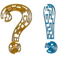 Labyrinth 3d question and exclamation mark Royalty Free Stock Photo