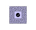 labyrinth with entry and exit, Maze challenge logo design. Line maze game. Medium complexity vector design and illustration.