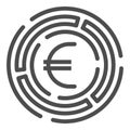 Labyrinth with euro coin line icon, Investment decisions concept, labyrinth chart sign on white background, maze with
