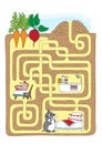 Maze game for kids, find the right path for the mole