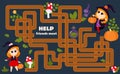 Labyrinth game for children Help the witch meet her friend. A Halloween game with a cute character. Worksheet for kindergartens