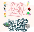 Labyrinth games set for preschoolers find the way Royalty Free Stock Photo