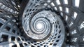A labyrinth of geometric patterns twisting and turning resulting in a visually dynamic spectacle