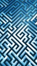 Labyrinth glow blue maze structure confusing way to the exit. Breaking the deadlock. 3d render