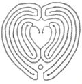 Labyrinth Heart. Hand drawn, for balance, cleansing, monochrome Royalty Free Stock Photo