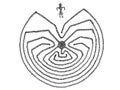 Labyrinth Indean for meditation and good luck. Hand drawn, monochrome Royalty Free Stock Photo