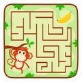 Labyrinth kids game. Help monkey find banana