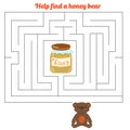 Labyrinth maze find a way bear honey