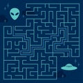 Labyrinth maze game with solution. Help alien