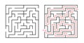 Labyrinth. Maze game with solution. Vector rebus for kids. Logic how to find quiz. Royalty Free Stock Photo