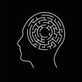 Labyrinth maze inside human head, memory concept