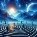 160 116. Labyrinth mindfulness practice group - Regular gathern Royalty Free Stock Photo