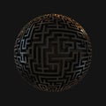 Labyrinth planet - endless maze with spherical sha Royalty Free Stock Photo