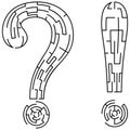 Labyrinth question and exclamation mark Royalty Free Stock Photo