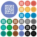 Labyrinth round flat multi colored icons