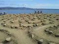 Labyrinth by the sea with benches