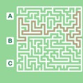 Labyrinth shape design element. Three entrance, one exit and one right way to go.