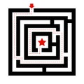 Labyrinth shape design element. Three entrances, one exit and one correct path, but many paths to a dead end.