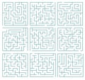 Labyrinth. Tangled maze lines. Logic game, route. Green geometric pattern