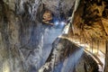 Labyrinthine, illuminated walkways inside Skocjan Caves, one of