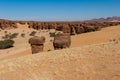 Labyrithe of rock formation called d`Oyo in Ennedi Plateau on Sahara dessert, Chad, Africa. Royalty Free Stock Photo