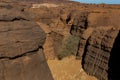 Labyrithe of rock formation called d`Oyo in Ennedi Plateau on Sahara dessert, Chad, Africa. Royalty Free Stock Photo