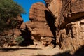 Labyrithe of rock formation called d`Oyo in Ennedi Plateau on Sahara dessert, Chad, Africa. Royalty Free Stock Photo